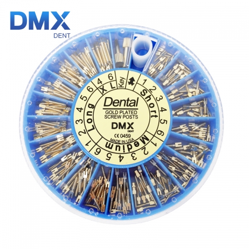 DMXDENT Dental Gold Plated Screw Post Assorted 240Pcs/Box