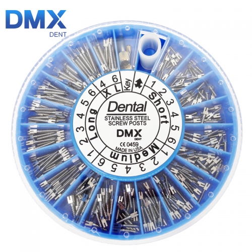 DMXDENT Dental Stainless Steel Screw Post Assorted 240Pcs/Box