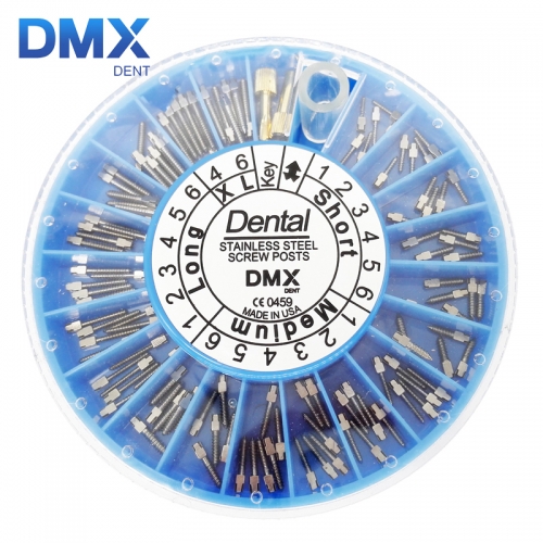 DMXDENT Dental Stainless Steel Screw Post Assorted 120Pcs/Box