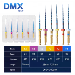 DMXDENT Dental Root Canal NiTi Endo Files Rotary PT-Blue Taper Root Canal 21/ 25MM