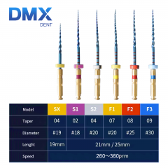 DMXDENT Dental Root Canal NiTi Endo Files Rotary PT-Blue Taper Root Canal 21/ 25MM