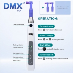 Dental Cordless Electric Hygiene Prophy Handpiece 360° Swivel+2 Prophy Angles