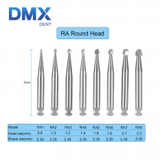 DMXDENT Dental Carbide Bur Round for Slow Speed Latch Type RA#1-#8 Burs Angle