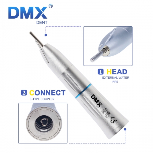 DMXDENT Dental low speed Straight Handpiece 1:1 Nose Cone Double Water System