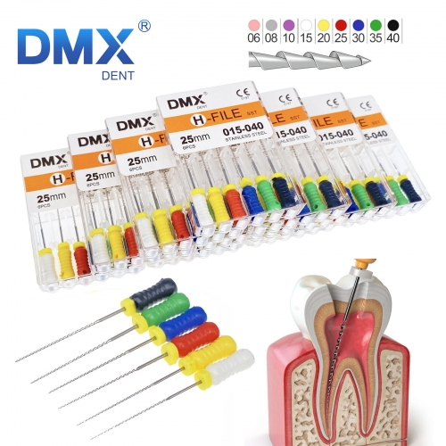 DMXDENT Dental H-FILE 21/25/31mm #06-#40 Hand Use Root Canal Endo Instrument